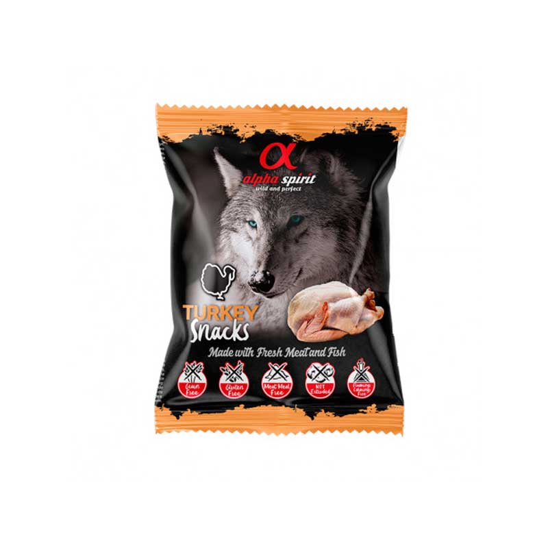 Alpha spirit snack semihúmedo de pavo para perros 50gr
