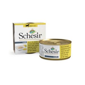 Schesir latas de comida húmeda para perros de Pollo con Piña 150 gr