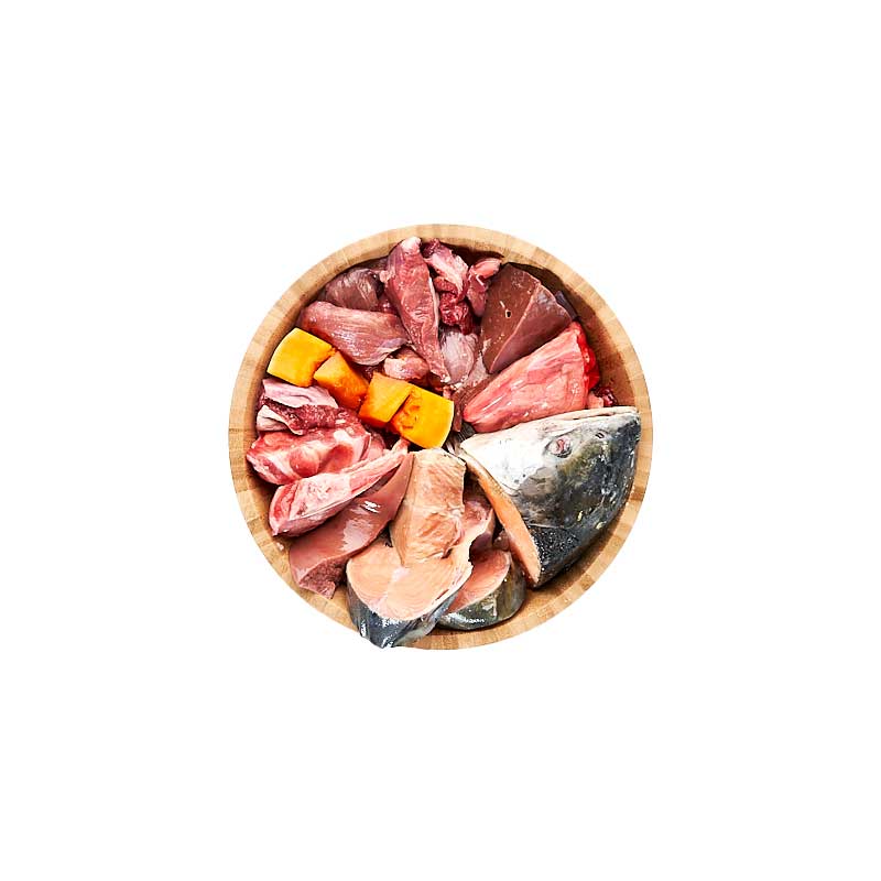 Menu BARF Salmón, Ternera y Frutas Squeaky