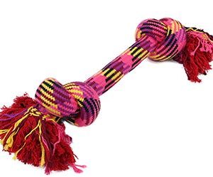 Cuerda de nudo Freedog para perros de algodón multicolor con nudos resistentes y flecos en los extremos.