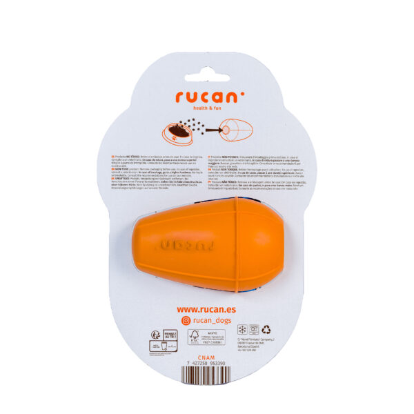 Juguete Conic Naranja en su empaque trasero, mostrando detalles del producto y su uso.