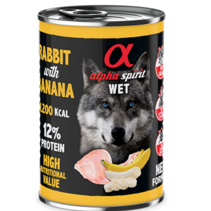 Alpha Spirit WET Dog Conejo con plátano 400gr