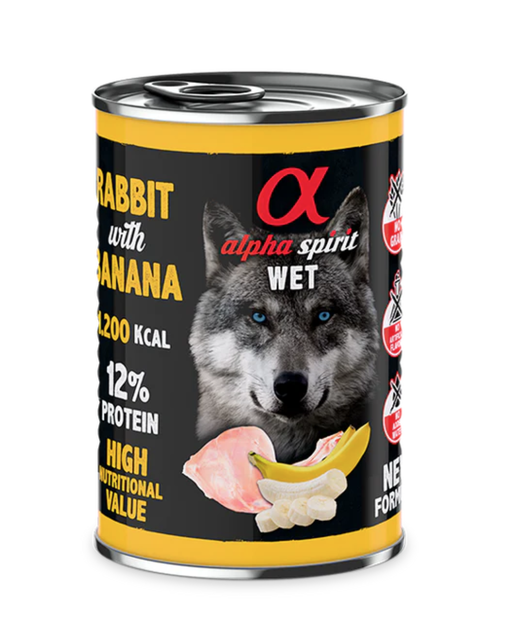 Alpha Spirit WET Dog Conejo con plátano 400gr