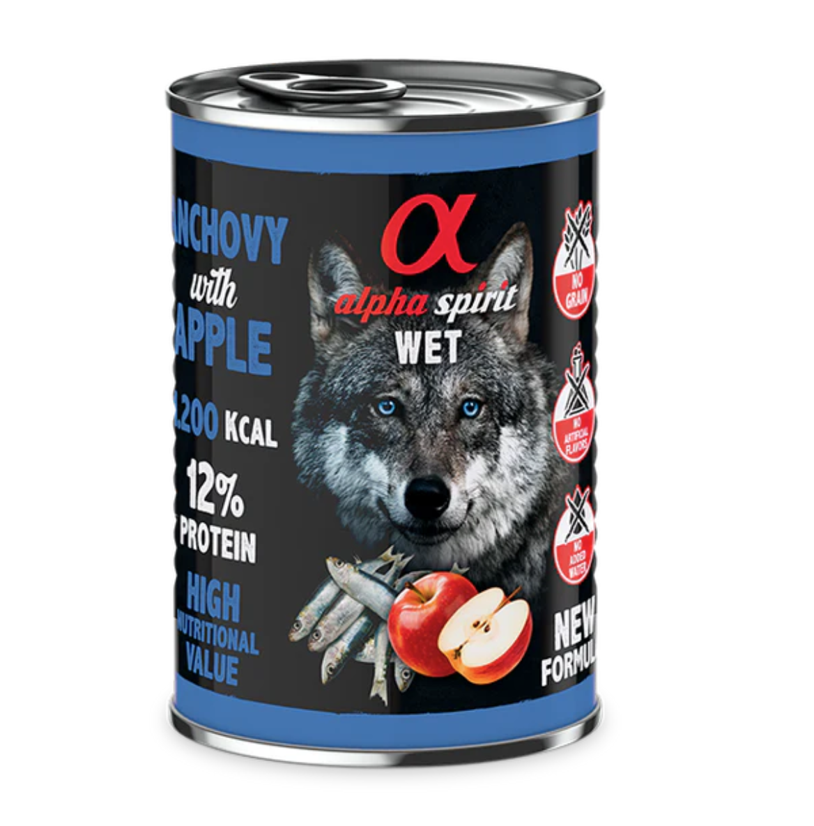 Alpha Spirit WET Dog Boquerón con manzana 400gr