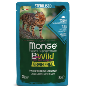Monge BWild Cat Esterilizado Atún con Gambas y verduras 85gr
